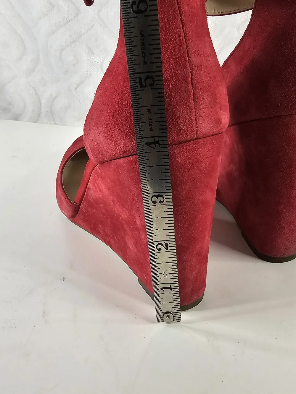 Jessica Simpson Red Suede Ankle-Strap Pointed-Toe Heels -